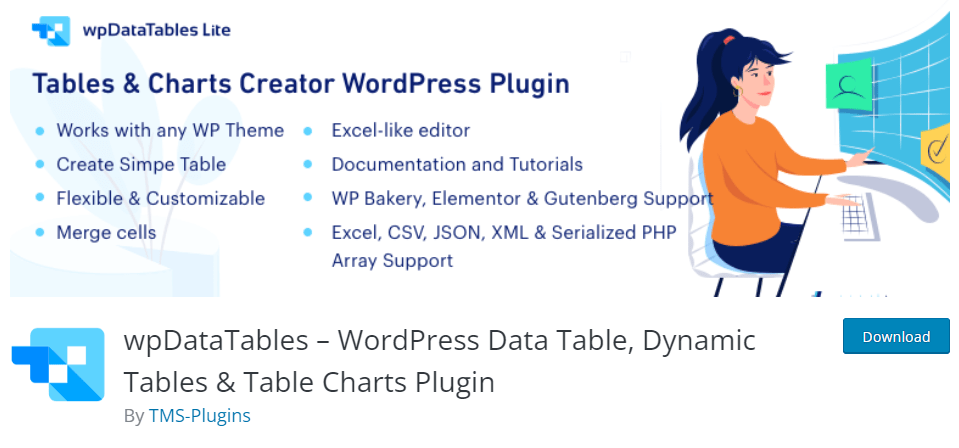 wpDataTables – WordPress Data Table, Dynamic Tables & Table Charts Plugin